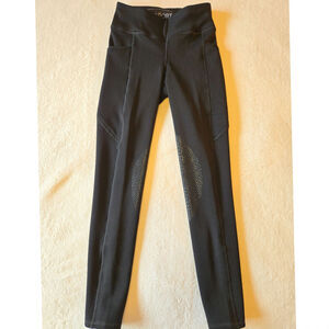 Sz Sm RIDING SPORT Black Equestrian Stretch Compression Padded Leggings Pants
